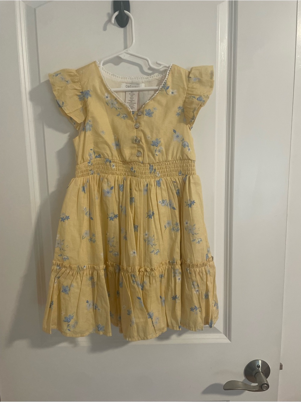 C&C California Yellow Dress with Blue Floral Print